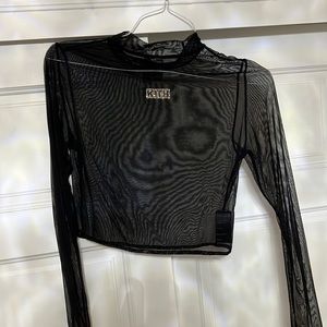 Kith mesh top with Swarovski crystals